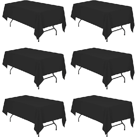 6-pack svarta dukar för 6 fot rektangulära bord 60 x 102 tum - 6ft rektangulära bulk linne polyester tyg tvättbart