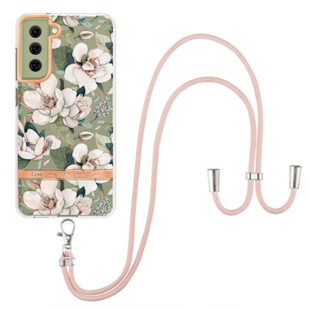 Ohut ja kestävä pehmeä kansi, jossa on kiinnityslenkki Samsung Galaxy S21 FE:lle - Vihreä Gardenia