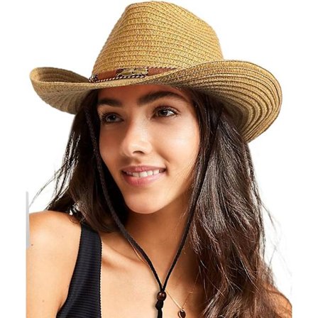Kvinnors Halm Solhatt Herr Cowboy Stil Trädgårdshytt Upf 50+ Bred Brätte Sommarhatt