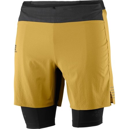 Salomon Men's Exo Motion Twinskin Shorts Men workout shorts Yellow XL