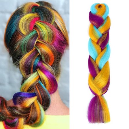 Fargerike Mix Flettehår Extensions Jumbo Hår Regnbuefarge Fletteparykker