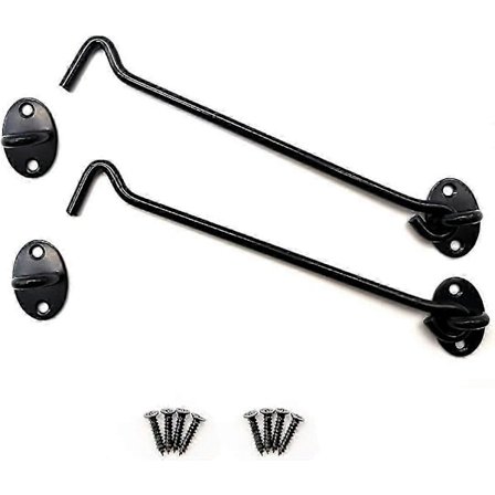 stk. 350mm Lange Sorte Stormkroge i Rustfrit Stål Kabinekroge med Fikseringsskruer