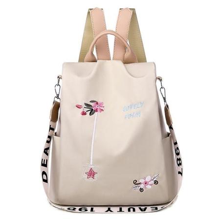 Damryggsäck, vattentät Oxford Fashion Anti-stöld Damväska beige