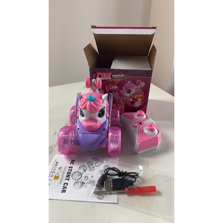 Unicorn Stunt Radiostyrt Bil 2.4G, Lys, Musikk & Tåke, Bigfoot Swing Arm RC-leketøy, Rosa & Lilla