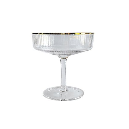 180 ml Ribbed Martini-glass, sett med 4, Vintage Coupe-glass, Krystall Cocktailglass med stett, Klare vinglass