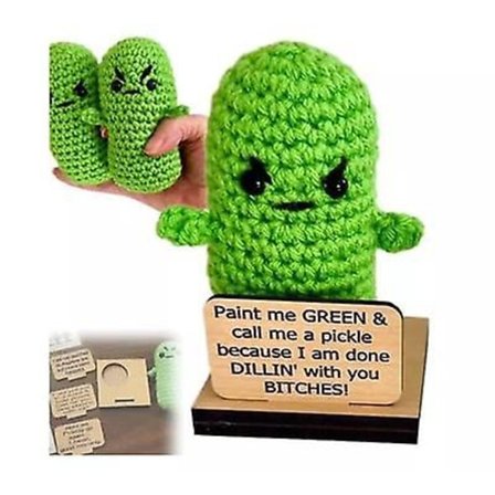 Vred Punk A*s Pickle, Håndlavet Følelsesmæssig Støtte Pickle med Stativskilte