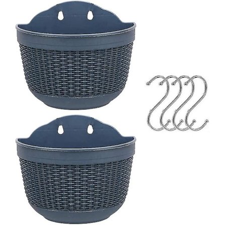 Sett med 2 hengende blomsterpotter i plast - Avtakbare kroker