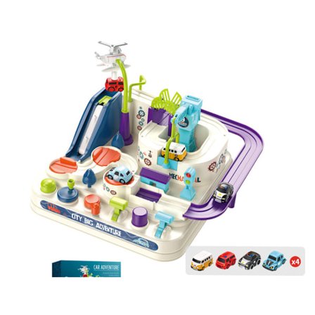 Kompatibel med Fordon Race Track Legetøj til Børn 3-8 År, Stort Bilpuslespil Legesæt [JUN]