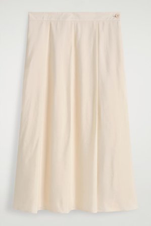 COS Women's Pleated A-Line Midi Skirt in Beige
