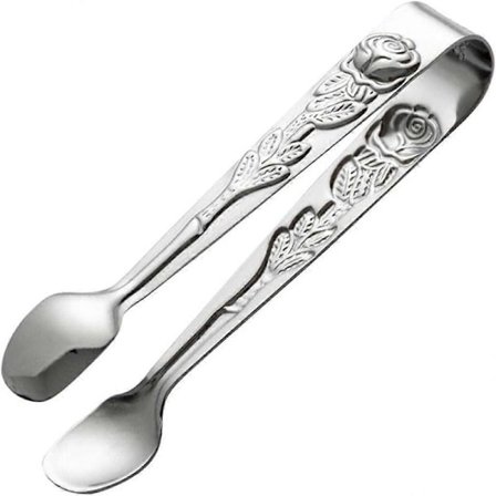 Sukkerklype, U-formet istang i rustfritt stål, mini serveringstang - 10 cm rose-sukkerklype for teselskap, kaffe