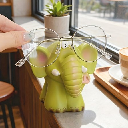 1 stk Søt Elefant Brilleholder - Elefantbrillestativ i Resin med Snabel & Ører, / Skrivebord for Rom