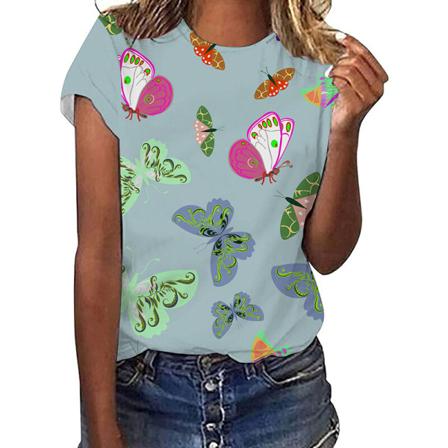 Kortärmade Kvinnor T-shirts Med Rund Hals