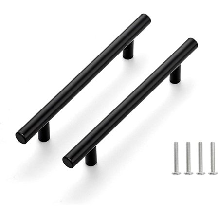 2 stk. Sorte dørhåndtag i rustfrit stål til møbler med skrue