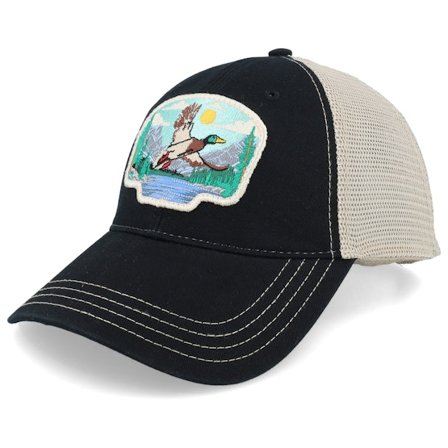Wild Spirit - Svart trucker Caps - "Rouen Duck Patch Black/Khaki Trucker " @ Hatstore