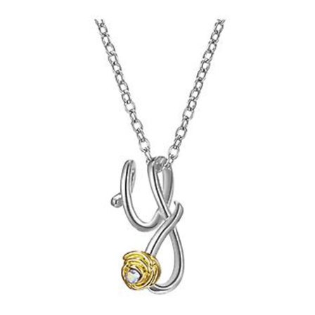 Statement Halsband med Bokstav Ros Strass Halsband 26 Retro Engelska Bokstav Hänge Halsband Y