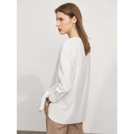 Minimalism Damtoppar Mode 2023 Vår Kläder Damkläder 100 % bomull Vneck Solid Vit Damskjortor & blusar 12240538 Beige XL