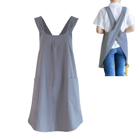 Forklæde til kvinder, køkkenforklæde, japansk stil - Grå - 1 stk