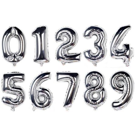 Sifferballong / Metallic Ballong 100 cm - Silver