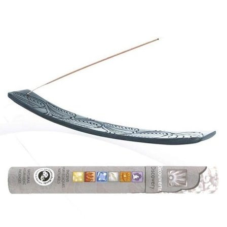 Rökelsehållare i Kaya-sten + 14 ayurvediska rökelser