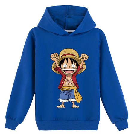 7-14 år Barn Tenåringer Gutter Jenter En-delt Monkey D.luffy Trykt Avslappet Genser Hetter Genser Topper Gaver Blå