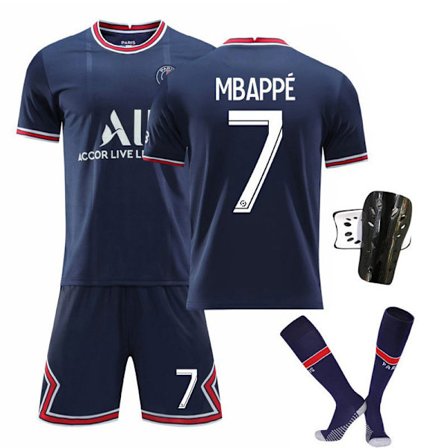 21-22 Paris hjemme nr. 30 Messi nr. 7 Mbappe nr. 10 Neymar fodboldtrøje sportstøjssæt