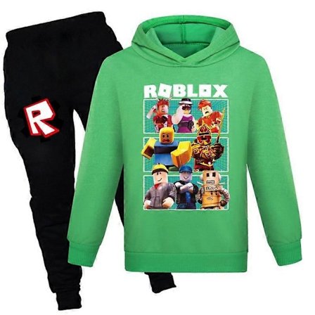 Julegaver Roblox 2 stk Spillmønster Hoodie og Buksesett Jenter Gutter Hettestropp Genser Pullover Topper Barn Tenåringer