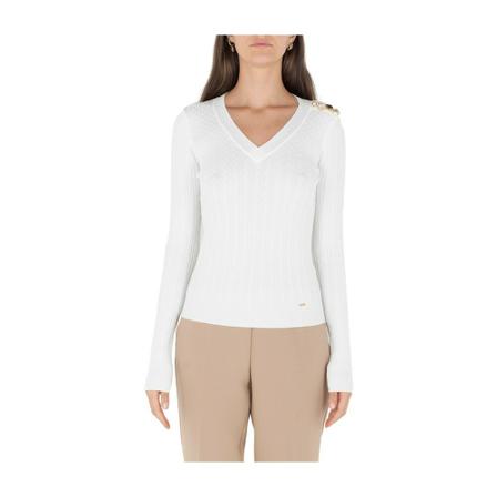 Fracomina, V-neck Knitwear Wit, Dames, Maat:L