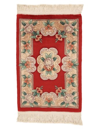 Handgeknüpft China 90 Line Teppich 60X90 Braun/Dunkelrot