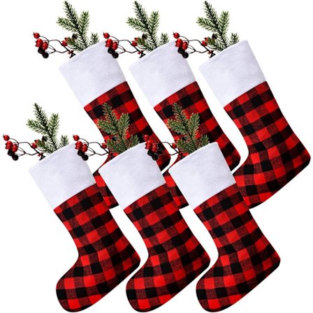 6 deler julebøffelrutete strømpe Klassisk strømpe