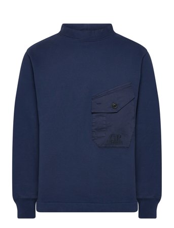C.P. Company Mixed Funnel Neck - Navy - M