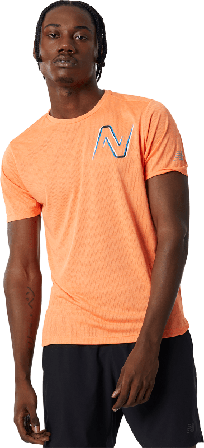 New Balance Men's Graphic Impact Run Short Sleeve Men Short sleeved fitness sweater Orange L