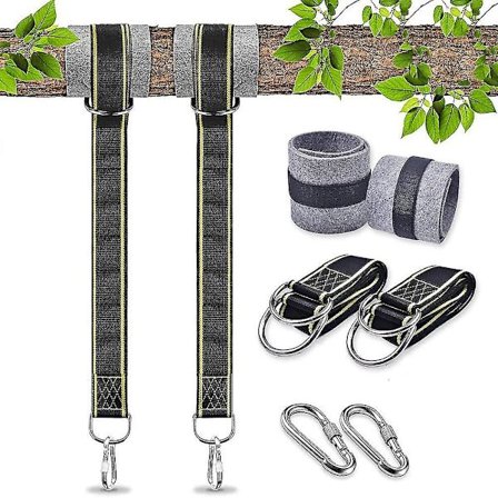 Ripustuskeinun kiinnitysremmi, keinutuolin ripustuskiinnitys, ulkokeinun köysivaruste, turvakarabiinit, keinuremmien kiinnitys puuhun (2x1,5m)