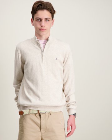 GANT SHIELD COTTON HALF ZIP Beige Genser Gutt - Kids Brand Store
