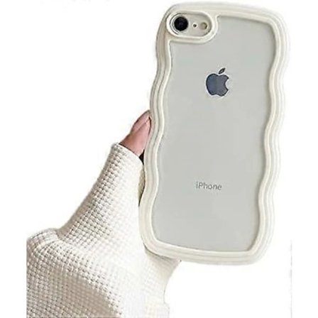Vit Kompatibel med Transparent iPhone 7/8 Cover Sødt Enkelt Krøllet Bølgeformet Stødfanger Cover Æstetisk Telefon Cover til Piger Kvinder Blød TPU