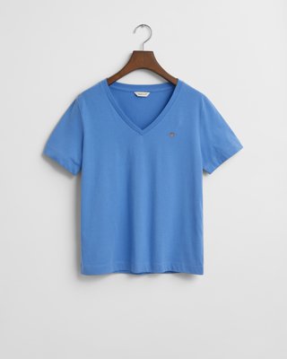 GANT - Shield t-skjorte med v-hals til dame perfect blue