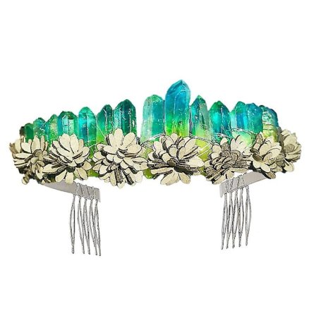 Månegudinnekrone Rå Krystallkvarts Tiara Havfruekrone Bryllup Fe Hodeplagg Festival Hodebånd