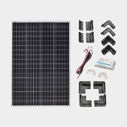 Kit de painel solar 1852-Marine, 160 W, 12 V, 1220 x 670 x 30 mm + regulador + cabos