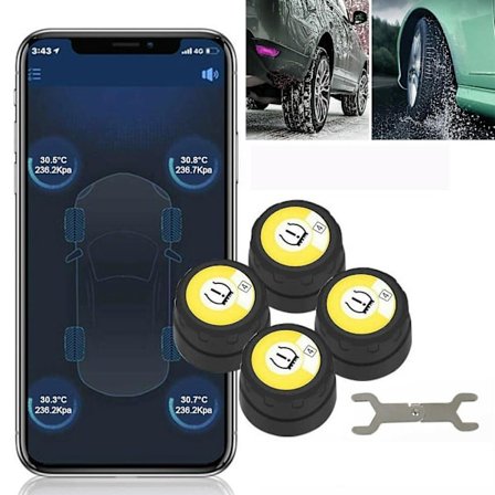 Bil Tpms Bluetooth Dæktryksovervågningssystem 4 Eksterne Sensorer Android Ios