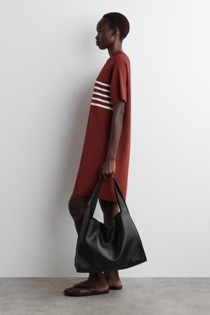 COS Women's Abito T-Shirt In Maglia in Blu