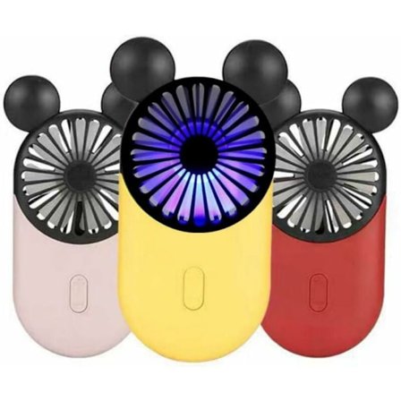 Sød Mini Personlig Ventilator, 3 Justerbare Hastigheder, Bærbart Stativ, til Indendørs og Udendørs Aktiviteter, 3 Pak Sød Museventilator (Rød + Pink +