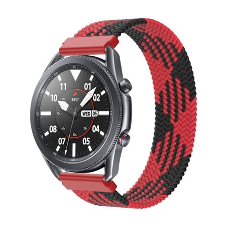 Samsung Galaxy Watch 3 (45 mm) klockarmband i elastisk nylon - Svart / Röd Storlek: M
