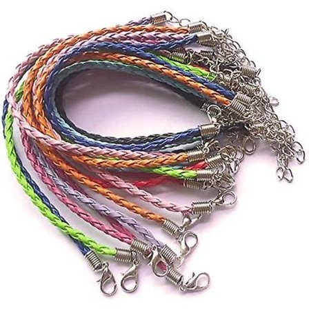 20 st Heathered Color Läder Spets Guldpläterad Armband Rep Diy Smycken Tillverkning Handflätad Rep med Hummerlås Förlängare Buddha