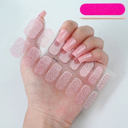 16 Tips Semi-Härdade Gel Nagelstickers Ren Färg UV/LED Lampa Gel Nagellack Wraps Långvarig Full Täckning Gel Sticker Nageldekoration##