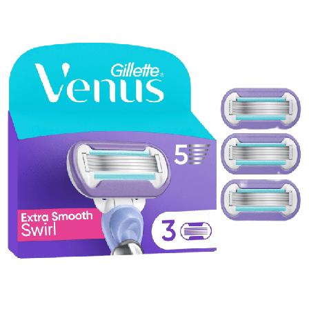 Venus Gillette Extra Smooth Swirl Rakblad, 3 st Hårborttagning Dam 3ST
