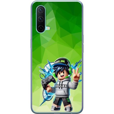 Kompatibelt Mobildeksel til OnePlus Nord CE 5G Roblox-inspirert gamerfigur med headset, håndkontroll og energiske effekter mot grønn bakgrunn