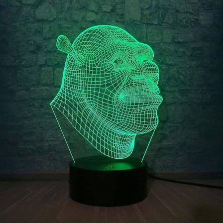 Shxx 3d-lampe Shrek LED-bordnattlys illusjonsatmosfærelys med fjernkontroll berøringssensorlys som baby sovende nattbordslampe barn bursdag