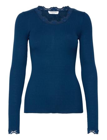 Silk T-Shirt W/ Lace Blue Rosemunde