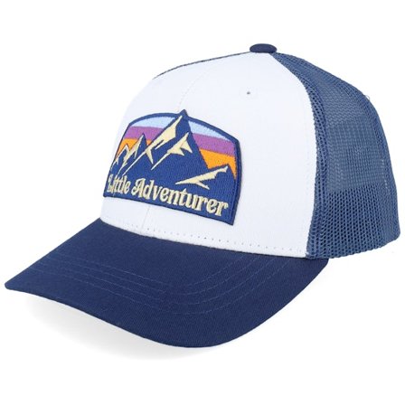 Kiddo Cap - White trucker Caps - Kids Little Adventurer Mountain Patch White/Navy Trucker @ Hatstore