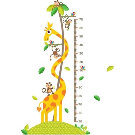 2 stk./sæt Familiehøjde Vækstdiagram Vægsticker Tegneserie Djungeldyr Selvklæbende Højde Vægsticker Til Soveværelse Børneværelse Stue Dekoration 38"