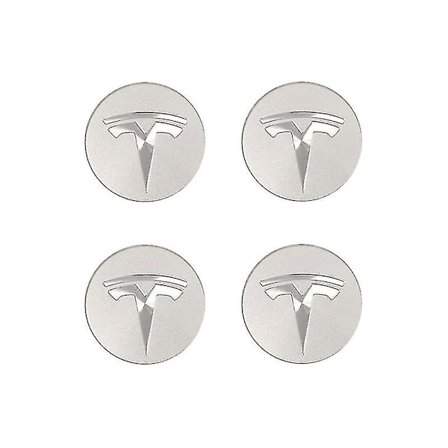 Aleko Tesla Model Center Caps Hub Cover Screw Cap Logo Kit Dekorativa Däck Cap Modifieringstillbehör Silver Silver Standard (ljus yta)